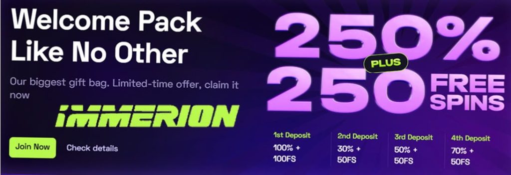 immerion welcome bonus casino